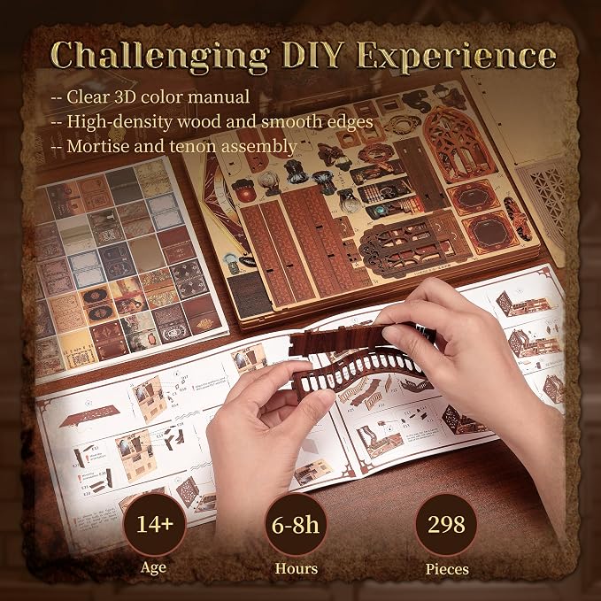 3D Wood Puzzle Book Nook Kit, DIY Magical Miniature Dollhouse - Image 4