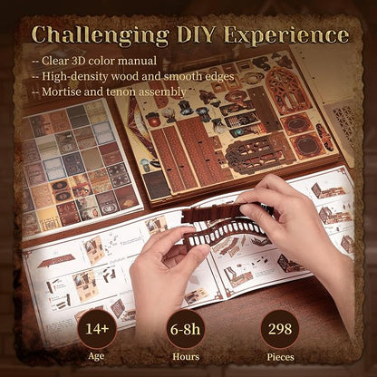 3D Wood Puzzle Book Nook Kit, DIY Magical Miniature Dollhouse - Image 4