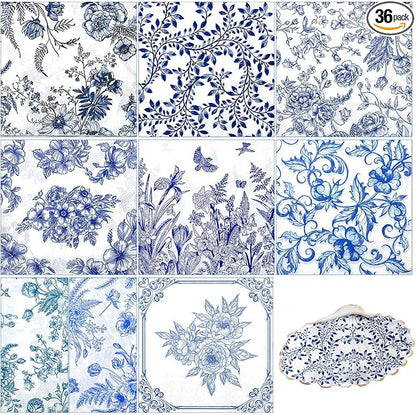 Crtiin 36 Pack 9 Styles Decoupage Napkins Assorted Floral Decorative Decoupage by Crtiin