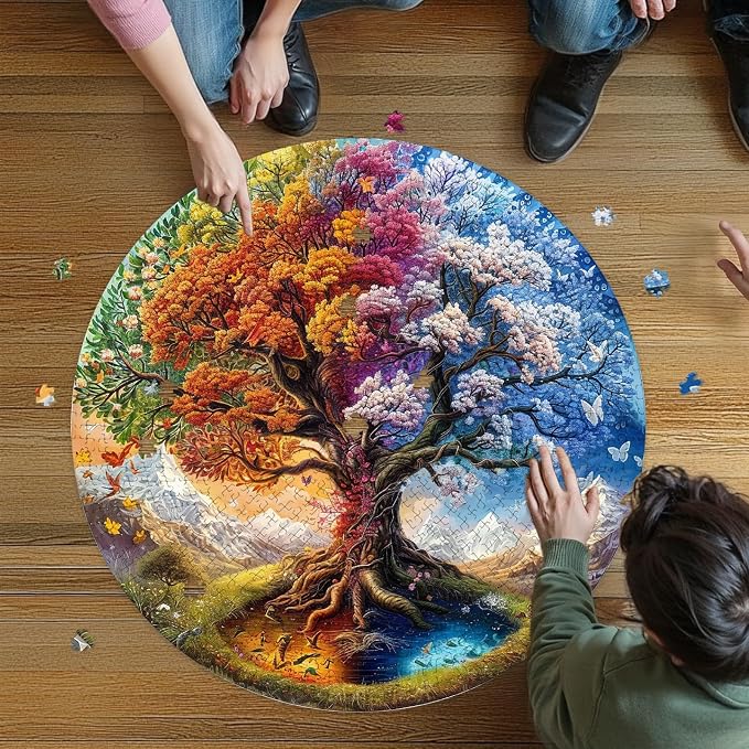 masseruon Round Puzzles for Adults 1000 Pieces-Tree of Life Puzzle-26.6x26.6in - Image 3