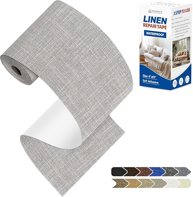 KING MOUNTAIN Linen Repair Patches, Self-Adhesive Linen Fabric Patches by ForABetterHomeLife