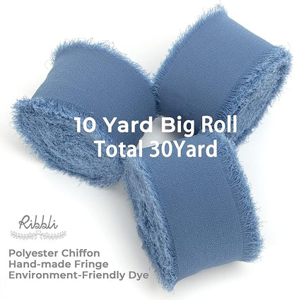 Ribbli Dusty Blue Chiffon Ribbon - Image 2