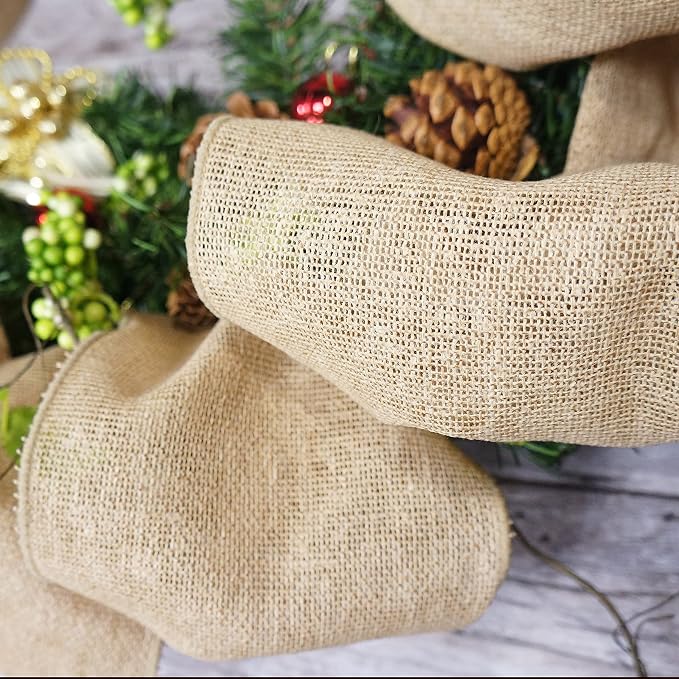 CT CRAFT LLC Burlap Fabric Wired Ribbon 6" x 10 Yards Natural Color - Image 5