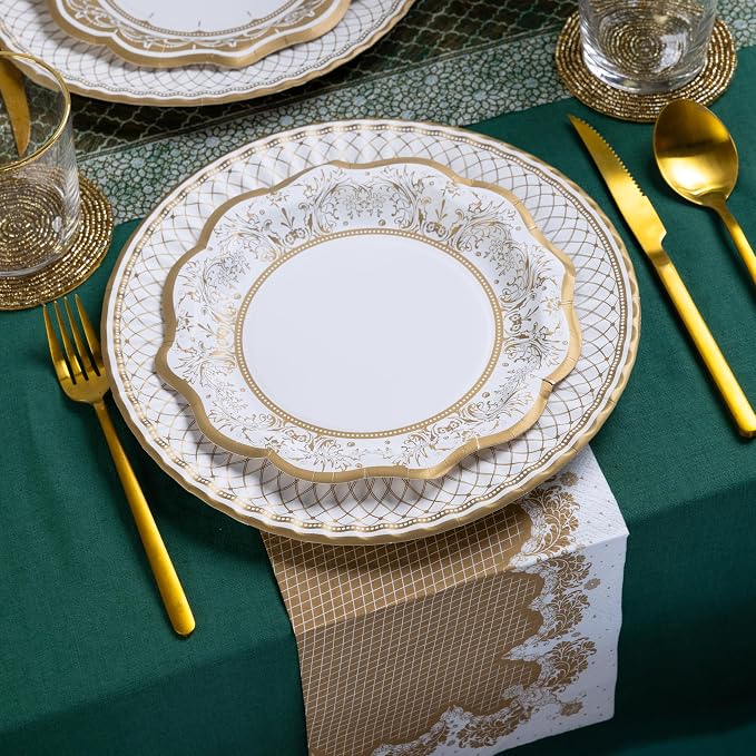 Talking Tables 24 x Gold Disposable Paper Party Plates in 3 Styles, Strong and - Image 5