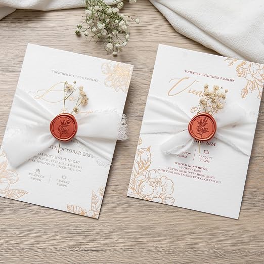 PONATIA 50PCS Terracotta Orange Wax Seal Stickers - Image 5