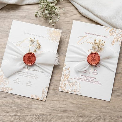 PONATIA 50PCS Terracotta Orange Wax Seal Stickers - Image 5