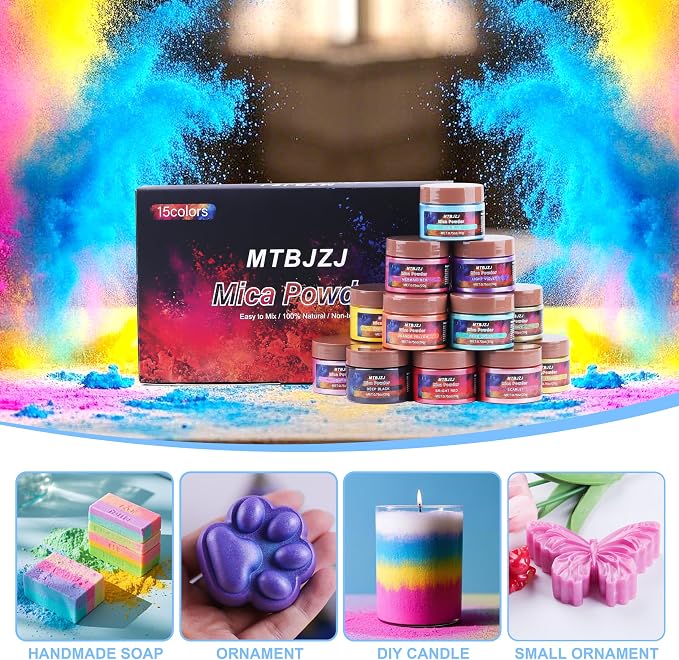 MTBJZJ Mica Powder for Resin, 15 Colors - 20g/Bottle of Epoxy Resin Color - Image 8