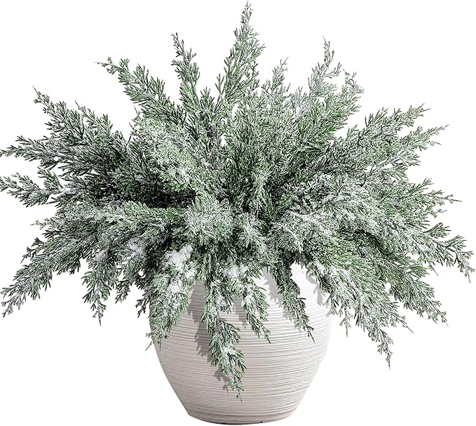 10 Packs 16.5" Artificial Christmas Snow Pine Branches, Snow Flocked Faux by Watayo