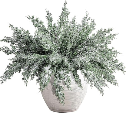 10 Packs 16.5" Artificial Christmas Snow Pine Branches, Snow Flocked Faux by Watayo
