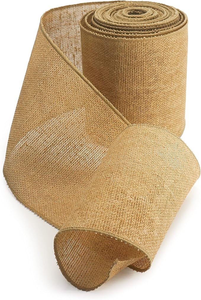 CT CRAFT LLC Burlap Fabric Wired Ribbon 6" x 10 Yards Natural Color - Image 2