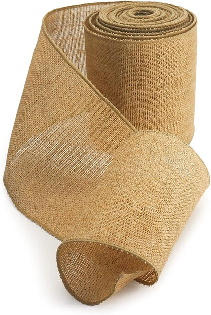 CT CRAFT LLC Burlap Fabric Wired Ribbon 6" x 10 Yards Natural Color - Image 2