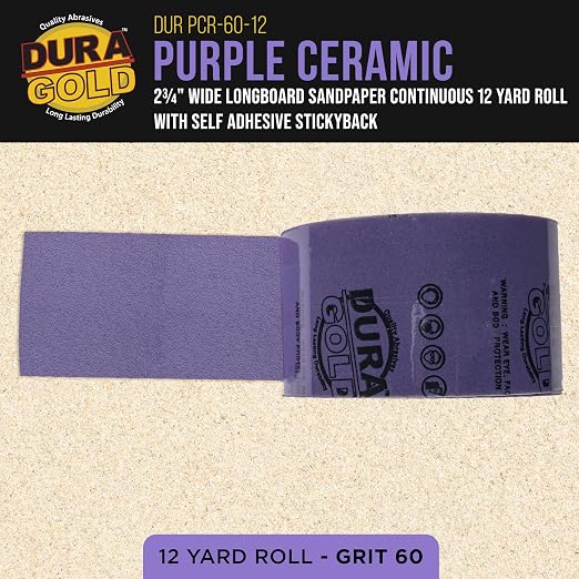 Dura-Gold Premium 60 Grit PSA Purple Film Ceramic Longboard Sandpaper, 2-3/4" - Image 2
