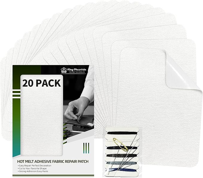 KING MOUNTAIN Iron-on Repair Patch 20 Pcs Pack, 100% Cotton Iron-on Repair Patch by ForABetterHomeLife