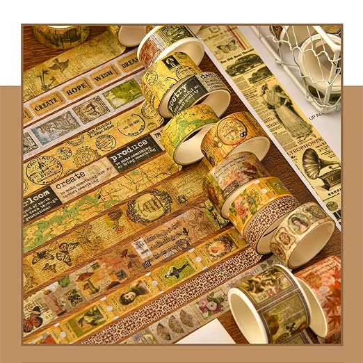 36 Rolls Vintage Washi Tape Pack Retro Arts Adhesive Tapes Wide Chronicle - Image 6