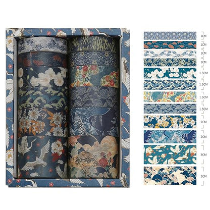 12 Rolls Kyoto Charm Washi Tape Set Japanese Arts Adhesive Tapes Geometric - Image 3