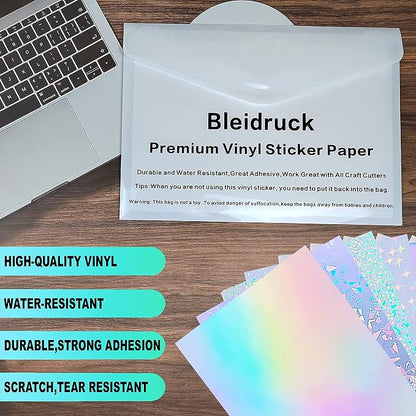 36 Sheets Holographic Sticker Paper 8.5" x11'' Waterproof Clear Vinyl Sticker - Image 4