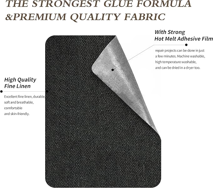 King Mountain Premium Linen Fabric Iron-on Repair Patch, Inside&Outside Fabric - Image 3
