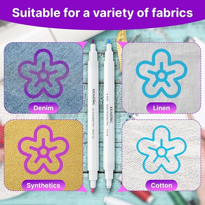 Fabric Markers for Sewing, Includes 2 Water Soluble Fabric Marker 2 Air - Image 7