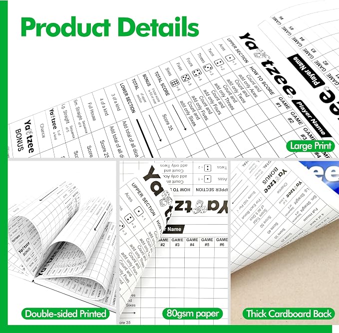 Gethelud 110 Sheets Score Pad for Yahtzee, 220 Tear-Off Pages Score Pad Large - Image 4