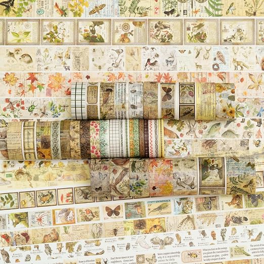 36 Rolls Vintage Washi Tape Pack Retro Arts Adhesive Tapes Wide Chronicle - Image 2