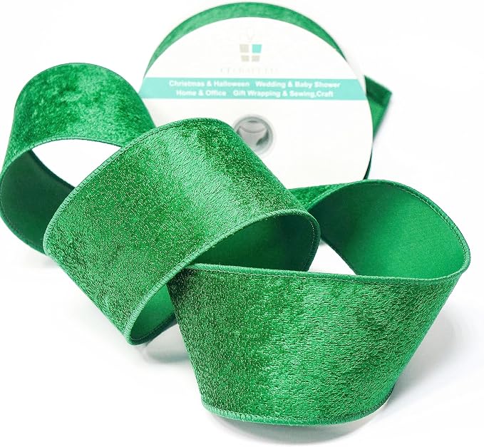 Green Velvet Ribbon 2.5 Inch x 10 Yards - Image 4