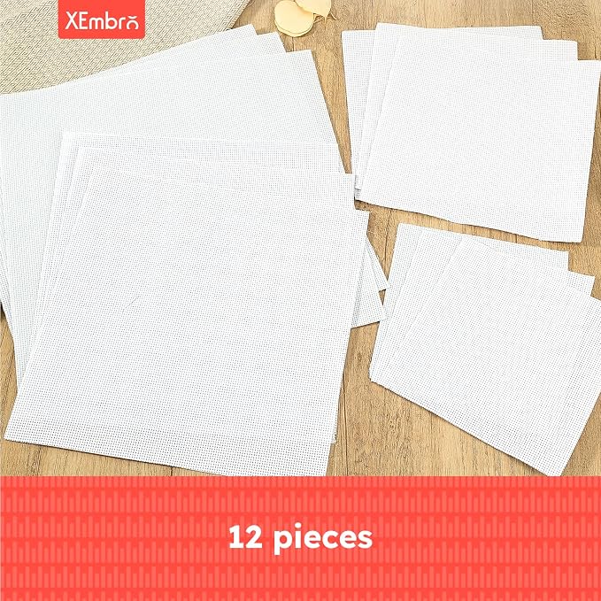 12 PCS Aida Cloth 14 Count, 4 Sizes White Cross Stitch Fabric - Image 3