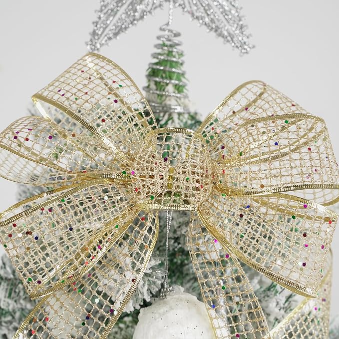 MEEDEE Champagne Gold Glitter Ribbon - Image 6