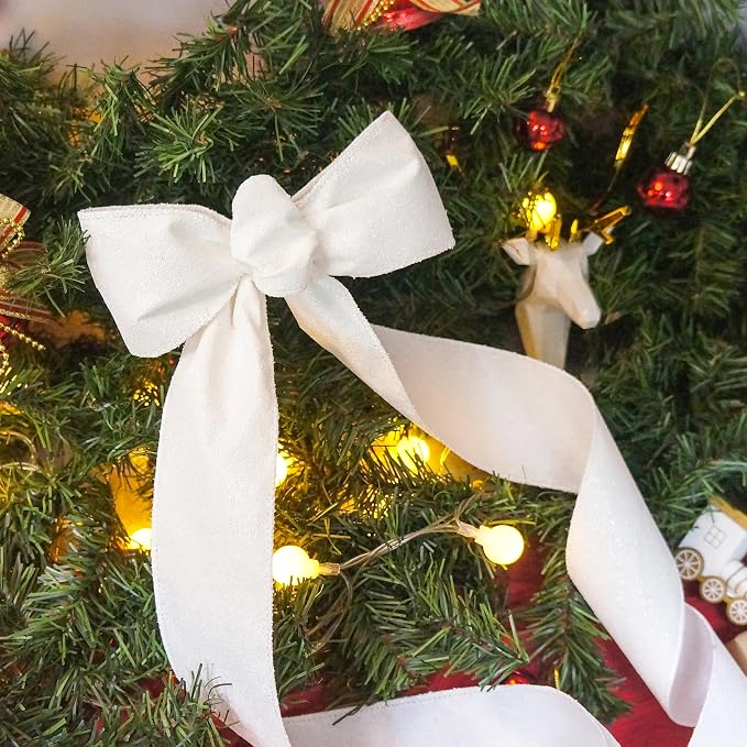 CT CRAFT LLC Glitter Wired Ribbon 2.5" x 20 Yards White - Image 6
