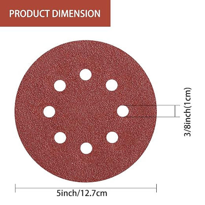 150pcs 40 Grit Sanding Discs, 5-Inch 8-Hole Sandpaper, - Image 6