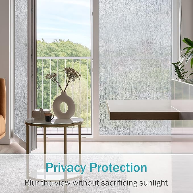 VELIMAX Rain Glass Window Film Privacy Static Window Clings Decorative Glass - Image 4