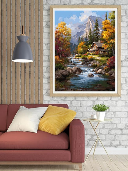 14CT Counted Cross Stitch Kits for Adults Advanced Mountains Lake Printed - Image 3