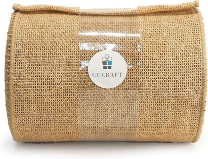 CT CRAFT LLC Burlap Fabric Wired Ribbon 6" x 10 Yards Natural Color - Image 3