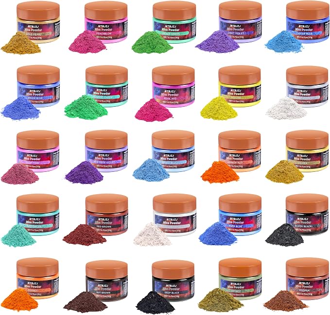 MTBJZJ Mica Powder for Resin, 25 Colors - 20g/Bottle of Epoxy Resin Color by MTBJZJ
