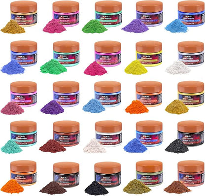 MTBJZJ Mica Powder for Resin, 25 Colors - 20g/Bottle of Epoxy Resin Color by MTBJZJ