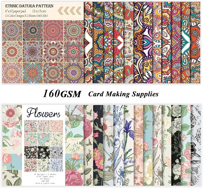 48 Sheets 24 Designs Scrapbook Paper Pad, Scrapbooking DIY Decorative - Image 2