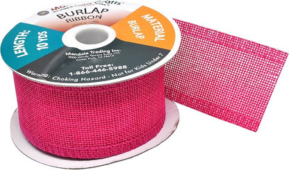 Mandala Crafts Hot Pink Burlap Ribbon 2 Inches Wide Jute Ribbons - Image 4
