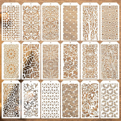 8x4 Inch Texture Stencils for Painting – 18pcs Reusable Background Templates by Unknown