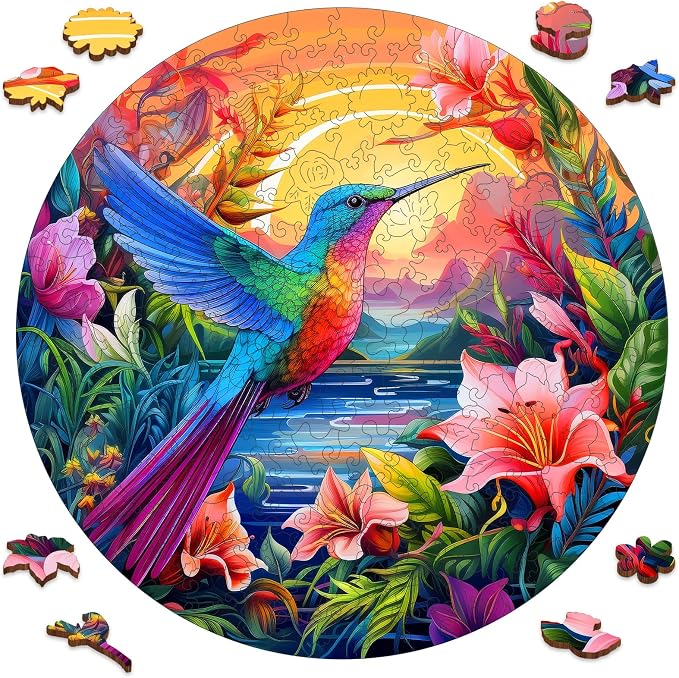 500 Pieces Puzzles for Adults, Hummingbird and Flower Wooden Puzzles, Unique by Mocfesk