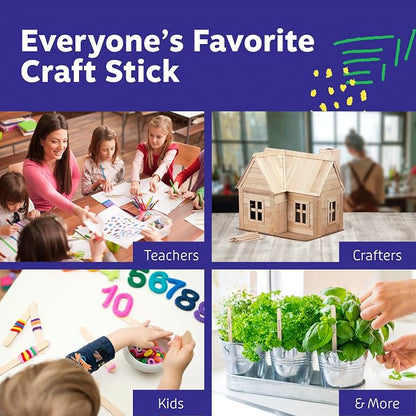 Artlicious 1000 Pcs Wooden Craft Sticks – Food-Grade Popsicle Sticks - Image 6