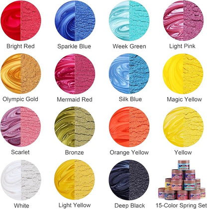 MTBJZJ Mica Powder for Resin, 15 Colors - 20g/Bottle of Epoxy Resin Color - Image 2