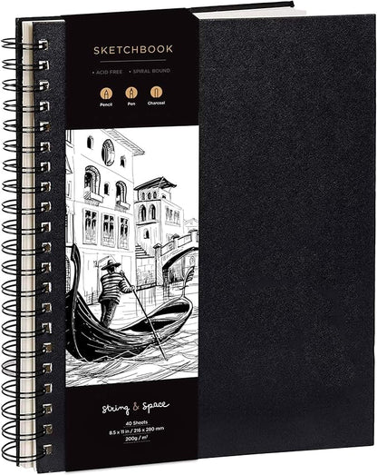 Artist’s Sketchbook Hardcover – 200GSM Very Thick Paper – Large, Spiral Sketch by StringSpace
