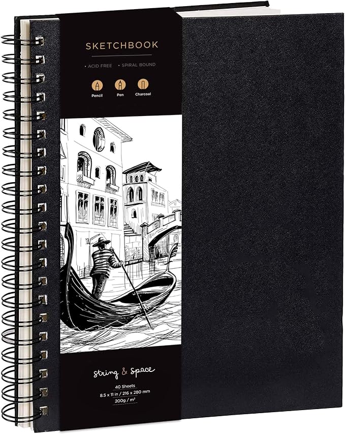 Artist’s Sketchbook Hardcover – 200GSM Very Thick Paper – Spiral Sketch Book by StringSpace