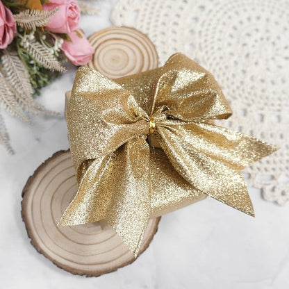 CT CRAFT LLC Glitter Wired Ribbon 4" x 10 Yards Light Gold - Image 5