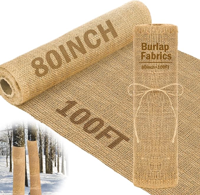 Buryeah Burlap Fabrics Roll Natural Jute Burlap Tree Wraps Protector Winter by Buryeah