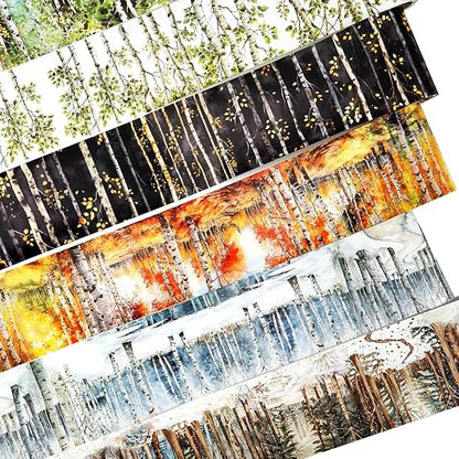 Forest Washi Tape Set, 6 Rolls Tree Landscape Stickers by Auriicleaf