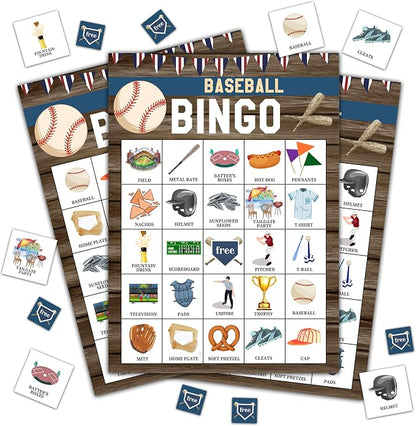 Baseball Bingo Game, Baseball Party Games Cards by Disfuco