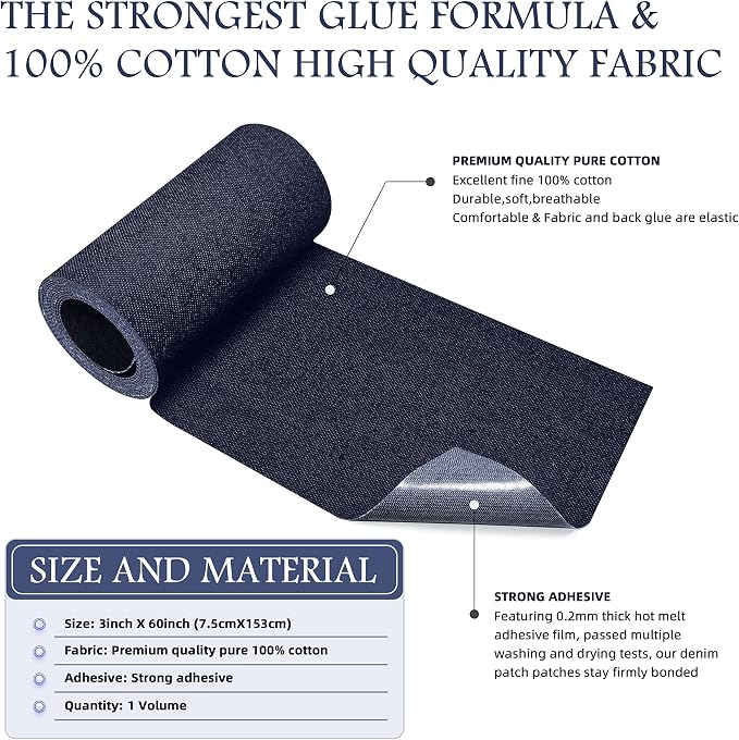 KING MOUNTAIN Iron-on Repair Patch, Jeans and Clothing Repair and Decoration Kit - Image 2