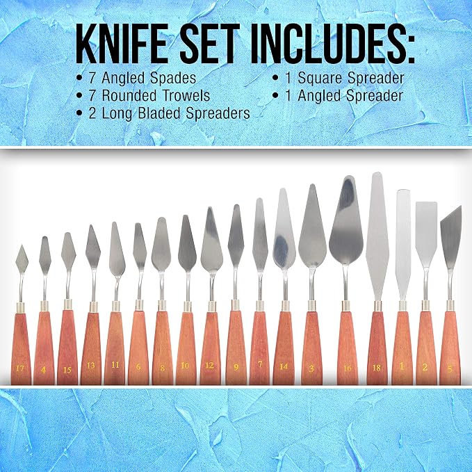 U.S. Art Supply 18-Piece Stainless Steel Palette Knife Set - Image 3