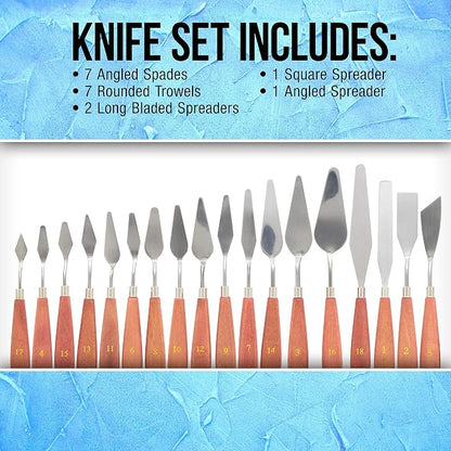 U.S. Art Supply 18-Piece Stainless Steel Palette Knife Set - Image 3
