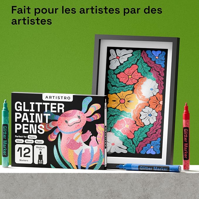 ARTISTRO 12 Glitter Paint Pens Sparkly and Shiny - Image 6